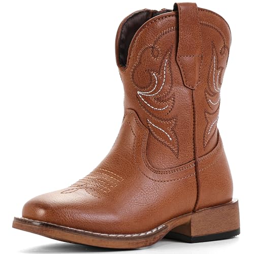 IUV KIDS Toddler Boys Cowboy Boots for Kids Girls Cowgirl Boots Western Square Toe Riding Mid Calf Boot