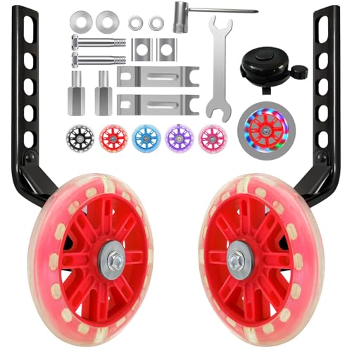 Image of HAWENS Bike Training Wheels Mute Flash Wheels with Adjustable Bicycle Stabilizer Mounted Kit Compatible for 12 14 16 18 20 inch Single Speed Bike