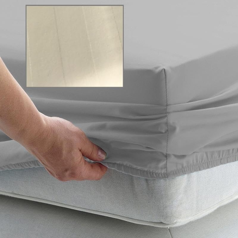 Electric Bed Fitted Sheet Single EXTRA LONG 3' x 6'6" (36" x 78") 300 Thread Count Percale Material - Hand Made to Order 10" (26cm) (Satin Stripe Cream)