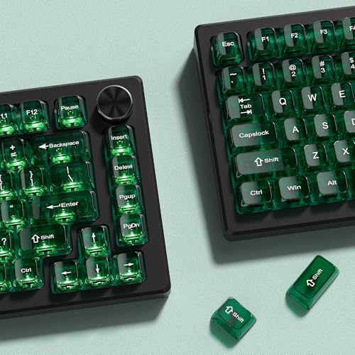 Image of dagaladoo Dark Green Clear keycap Set,Transparent keycaps 60 75 100 Percent,Crystal Jelly Keycaps,Shine Through Custom Key caps,MDA Profile Key Caps Keyboard for Mx Switches Mechanical Keyboard