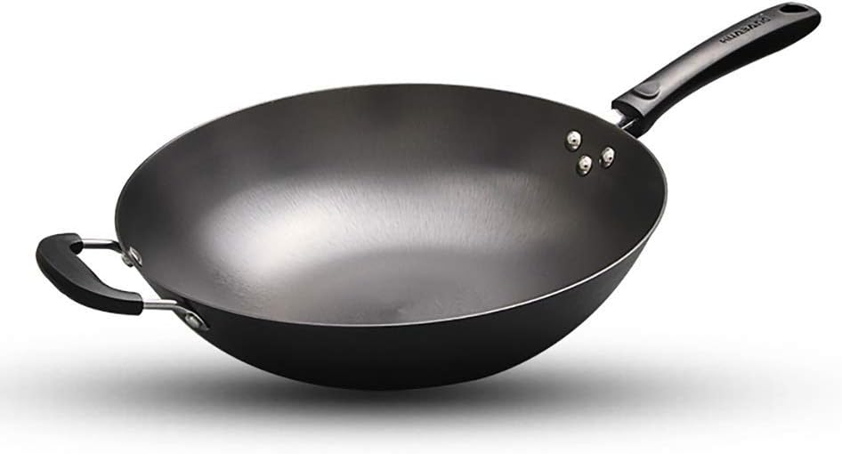 Wok do woka indukcyjnego niepowlekany Wok 34 cm bez przykrycia z uszami Nie przykleja się kuchenek Staromodne domowe naczynia kuchenne