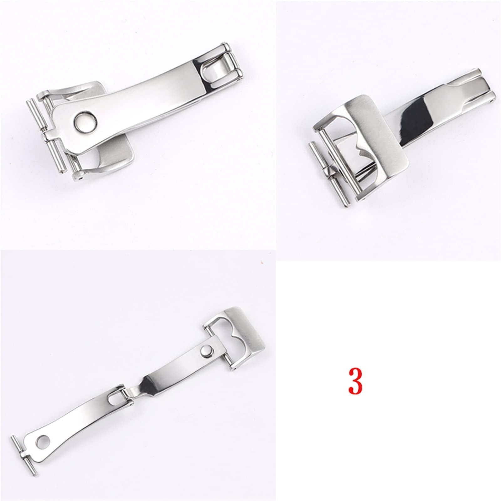 Fibbia pieghevole in acciaio inox per orologio da polso, fibbia per orologio Tudor Black Bay, 18 mm, argento