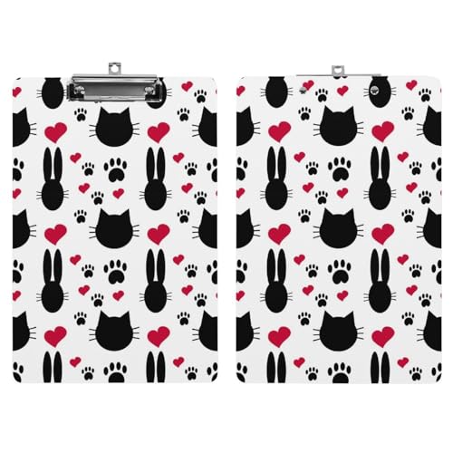 Porte document avec clip chat pattes coeur pour bureau et etude