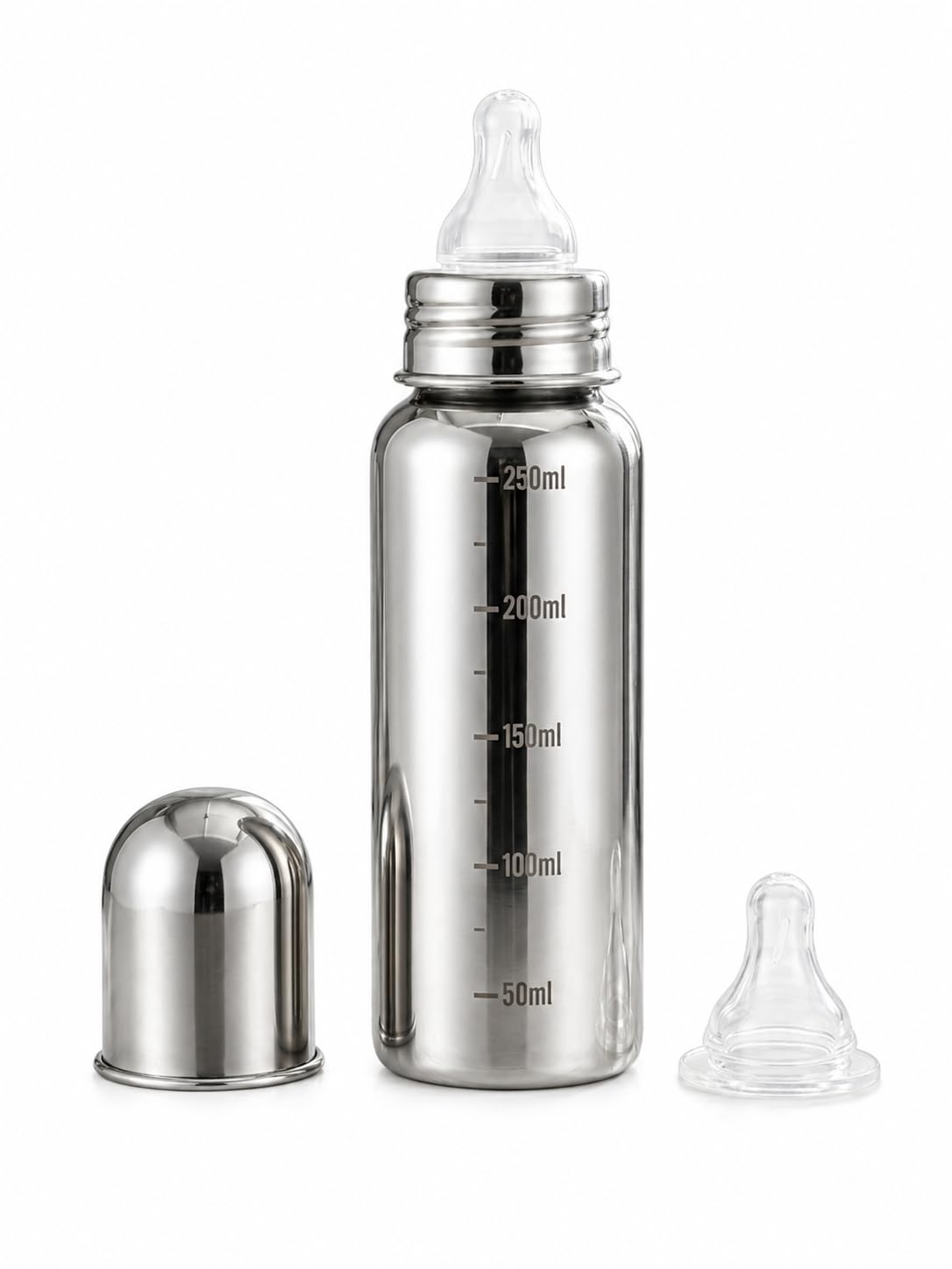 Stainless Steel Baby Feeding with Grade 304 | Bottle 250ml | BPA Free Infant Milk Bottle with Silicone Nipple & Steel Cover | with Free 1 Silicone Nipple-picture-13