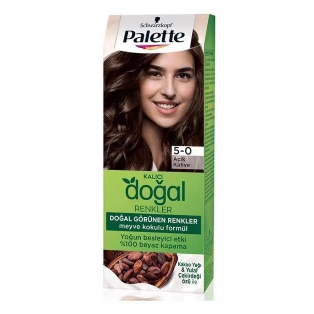 Palette Kalıcı Doğal Renkler 5-0 Açık Kahve Kakao Yağı & Yulaf Çekirdeği Özlü Saç Boyası