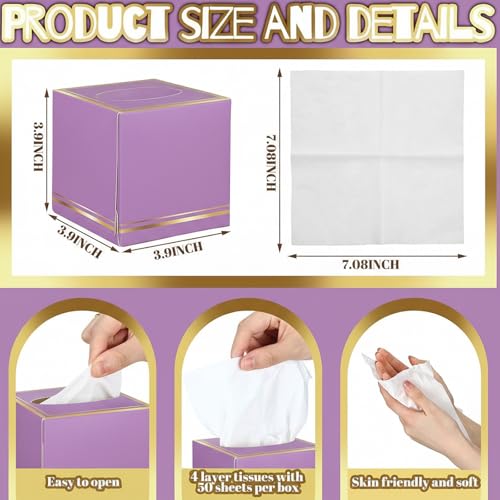 Image of Fourluoo 12 Pack Facial Tissues Cube Boxes Face Box 600 Sheets 3 Ply Soft Paper Square Tissues Bulk for Car Pocket Toilet Household Bedroom Family(Colorful)