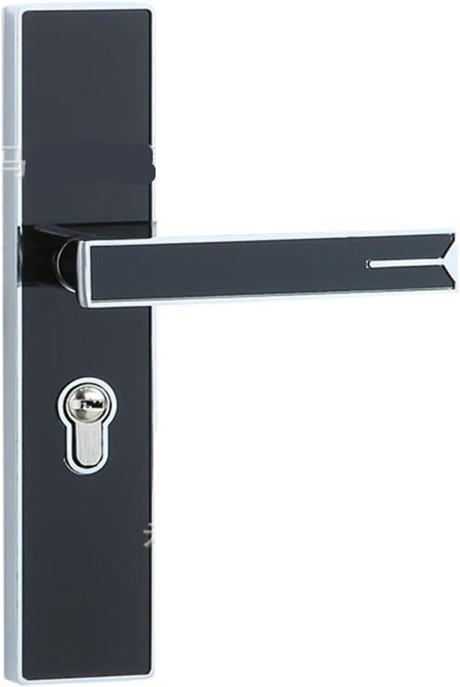 Door Lock Handle Solid Wood Bedroom Wooden Door Lock Indoor Silent Lock Mechanical Wooden Door Integrated Black Handle Lock(L518 Black Silver 195MM)