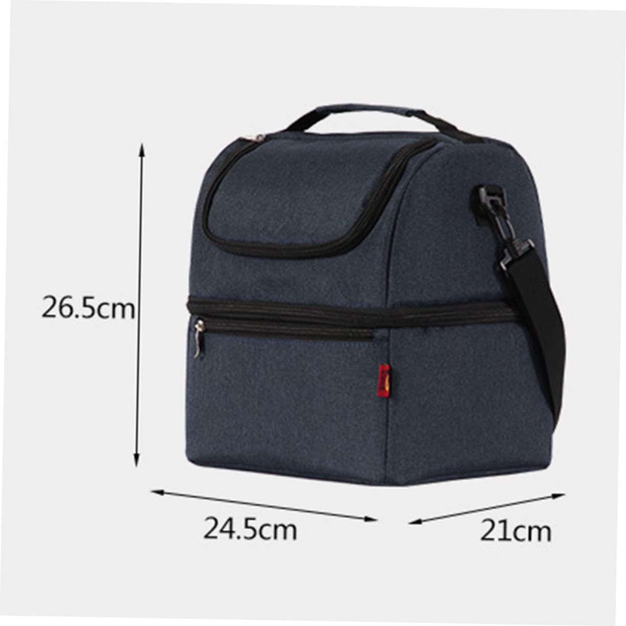 Garneck Borsa Termica Pranzo Doppio Oxford Blu Tracolla | Cerniere Robuste, Cuciture Rinforzate nei Punti di Stress, Design per Picnic e Campeggio