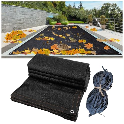 Telo di copertura per le foglie della piscina, corda con bordo rinforzato, rete di sicurezza rettangolare per piscine interrate, ideale per proteggere le foglie in inverno e in autunno