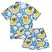 KUEJOP Kids Satin Wear Set Little Yellow Duck Blue Swimming Goggles Pattern Relaxed Fit Clothing Short Sleeve and Shorts