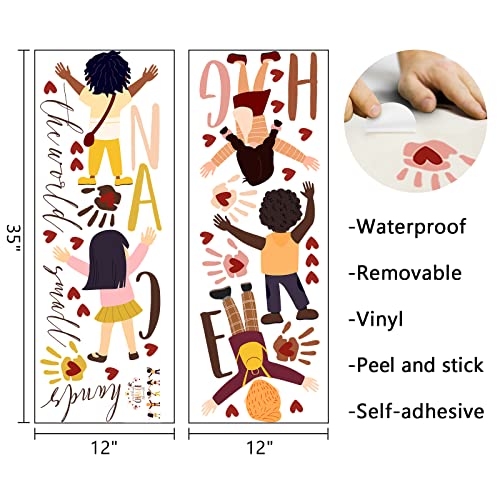 Mfault Inspirational Small Hands Change The World Handprint Wall Decals Stickers, Diversity Inclusion Equality Nursery Decorations Bedroom Playroom Classroom Art, Neutral Toddler Kids Room Decor #TOP1