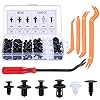 Kit de grapas y remaches para coche. Incluye 6 tipos de grapas para puertas y clips de plástico universales para parachoques. Herramienta de fijación de remaches incluida.