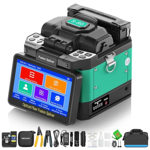 Fiber Fusion Splicer S-80 6 Motor Core Alignment 8S Splicing 18S Heating, 5-Inch Flip Touch Screen Fully Automatic Intelligent FTTH Fiber Optical Welding Splicing Machine