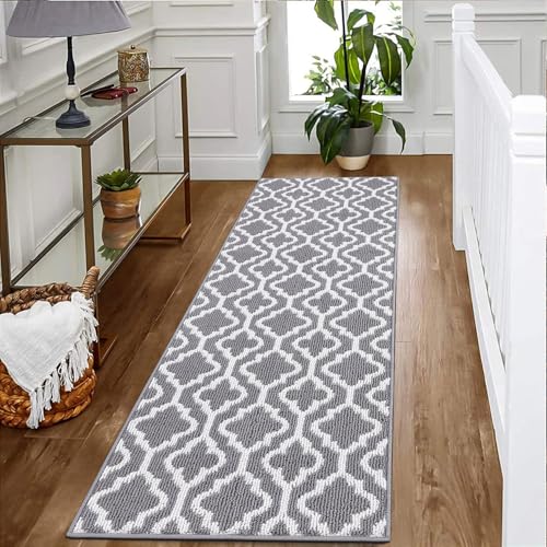 SHACOS Grey Runner Rugs for Hallway 60 x 180 cm Non Slip Hallway Rug Hall Runners Washable, Door Runner, Carpet Runners for Kitchen Entryway Laundry