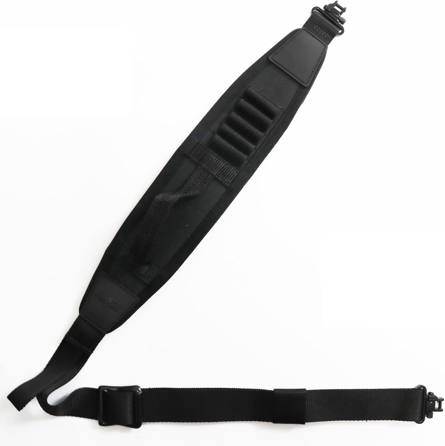HUNTPAL Two Point Rifle Sling with Quick-Grab Handle and 5 Rifle Cartridge Shell Holders, Tactical Sling with Quick Adjustment Slider and Swivels, Neoprene Padded 1.25" Nylon Webbing Shoulder Strap