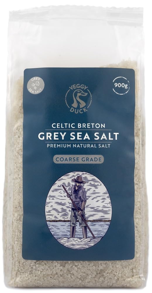 Veggy Duck - Sal Celta - Sal Gris Celta Bretona Gruesa (900g) - Sin Refinar | Natural | Sin OMG | Vegana | Genial para Cocinar