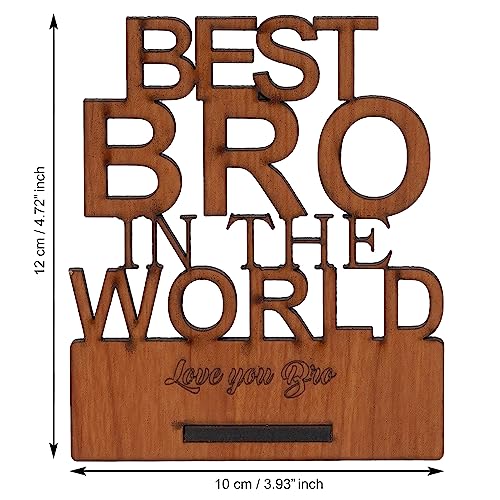Image of eCraftIndia Set of 3 Designer Rakhi for Brother with Best Bro Ever Fridge Magnet & Best Bro in the World Wooden Writing Block | Raksha Bandhan Gift Set with Roli Chawal