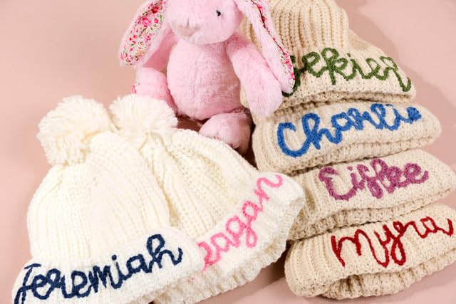 Customized Baby Brimless Hat with A Name, Winter Hat Boys Girls Knit Warm Beanies Kids Ski Hats for 1-5 Years4