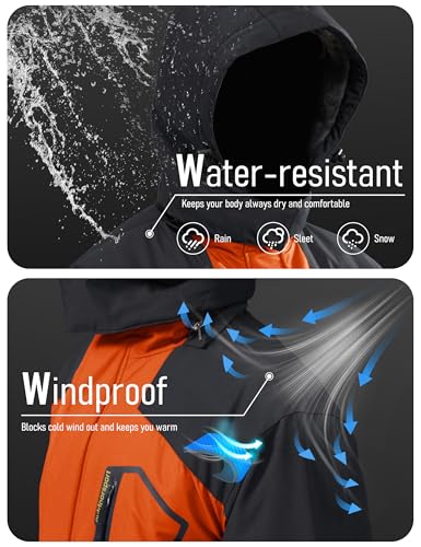 Image of MAGCOMSEN Men's Winter Coats Waterproof Ski Snow Jacket Warm Fleece Parka Raincoats With Multi-Pockets