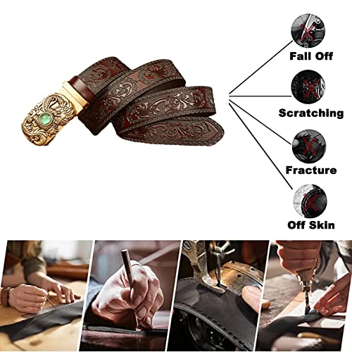 Men's Brown Floral Embossed Western Slide Ratchet Belt - Trim To Fit For Dress Pants & Oxfords2