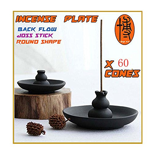 Junming Inc Xmas Festival Gift Multi Function 3In1 Ceramics Backflow Incense Holder Plate Tower +60 Pcs Cones For Backflow/Joss Stick/Peace Quiet Porcelain Gift Bg-Bf003 #TOP8