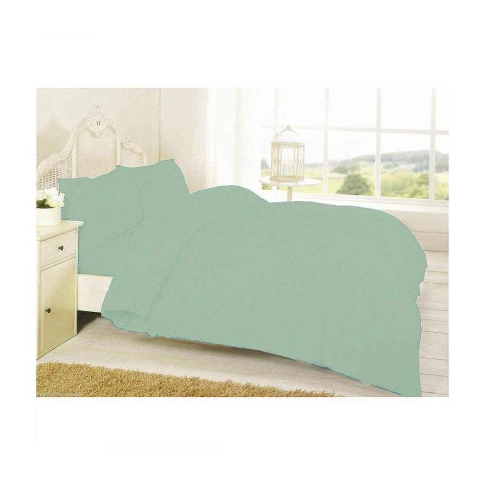 De Lavish Mint Polycotton Duvet Quilt Cover Set With Matching Pillowcases Plain Dyed Bedding Double Bed Size,