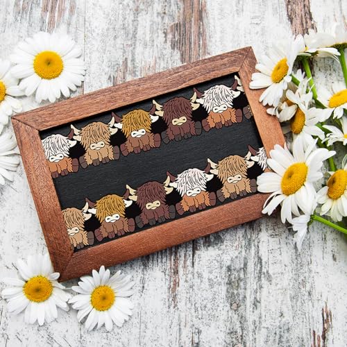Image of Whaline 32.8 Ft Highland Cow Bulletin Board Borders | Cute Brown Cow, Die-Cut Rolled Border Trim, for Back to School Classroom Office Chalkboard Decoration