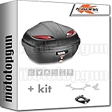 Topcase Tech schwarz, mit roten Reflektoren, inkl. Universalplatte K628 und Montagekit, 47 L.