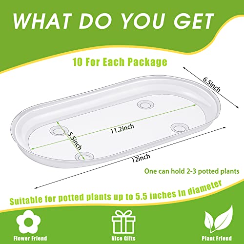 Juexica KM-220927-O 10 Pcs Plastic Plant Saucer Rectangular Plant Drip Trays Plastic Oval Window Sill Plant Tray thumb #1