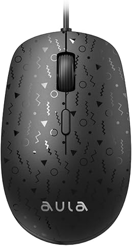 Aula AM106 1000-1600-2000 DPI USB Kablolu Optik Mouse, Siyah