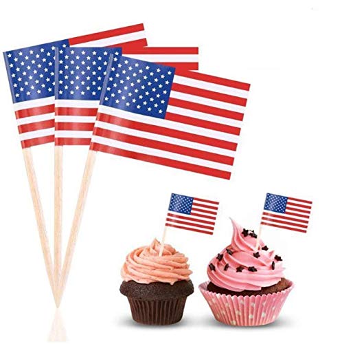 Miniatura 4 de DNHCLL 100 palillos de dientes de bandera estadounidense de 2.5 pulgadas para palitos de cóctel, sándwich, decoración de cupcakes de frutas, palos