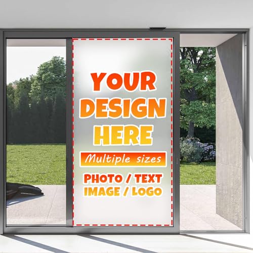 Custom Business Sign, Window Store Logo, Operation Hours, Personalized Window Film with Photo Text, Frosted Window Advertising Sticker for Living Room Bathroom Glass Door Sign 24 x 36 in