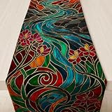 Fall Decor - Stained Glass Table Runner | Thanksgiving Decorations