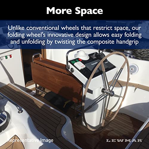 Image of Lewmar 40 inch Folding Boat Steering Wheel Kit with Patented Folding Design for Cockpit Space Savings, 6 Spokes with 2 Twisted Buttress-Threaded Split Spoke, for Yachts with 32-42 inch Wheels