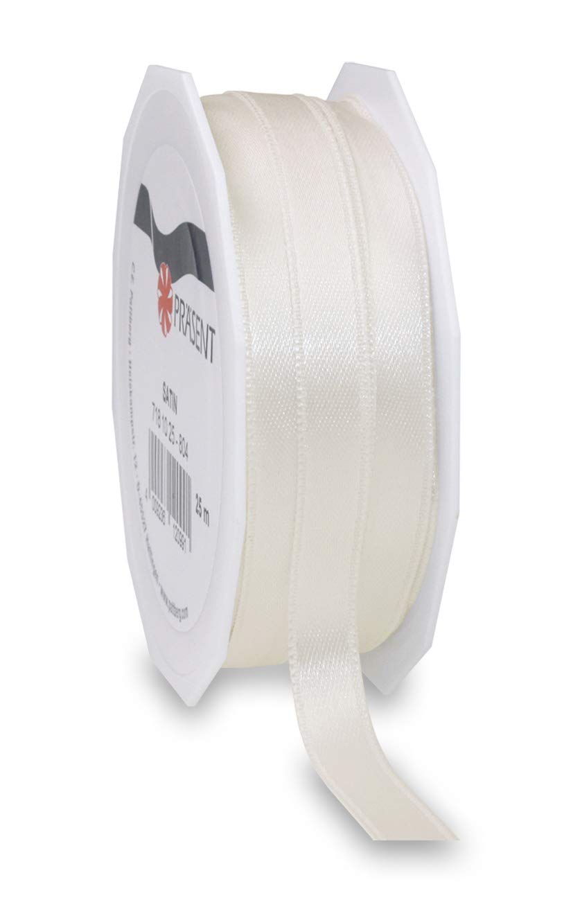 Präsent - Satin Ribbon Ivory 10 mm Width, 25 m Length
