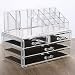 Cq acrylic 4 Drawers and 16 Grid Makeup Organizer with Cosmetic Storage Cases, The Top of the Almighty as a Display Make-up Brush and Lipstick Holder,Clear 2 Piece Set