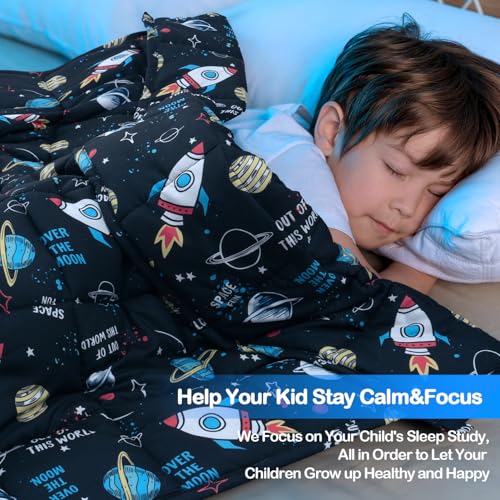 Image of Sivio Weighted Blanket 7lbs, Cooling Weighted Lap Blanket, Breathable Heavy Throw Blankets for Sleeping, 41 inchx60 inch,Black Universe