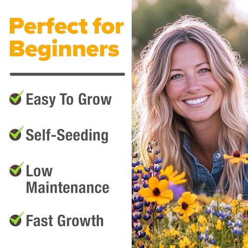 HOME GROWN 131,200+ Pure Wildflower Seeds 𝗨𝗦𝗔 - Premium Texas Flower Seeds [3 Oz] Perennial Garden Seeds for Birds & Butterflies - Wild Flowers Bulk Perennial: 22 Varieties Flower Seed for Planting
