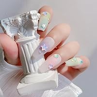 Vista 4 de 50 dijes de uñas Kawaii de estrella moca de 0.236 pulgadas para uñas, mini estrellas 3D, diamantes de imitación de uñas con parte trasera plana