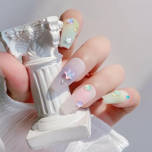 Miniatura 4 de 50 dijes de uñas Kawaii de estrella moca de 0.236 pulgadas para uñas, mini estrellas 3D, diamantes de imitación de uñas con parte trasera plana para