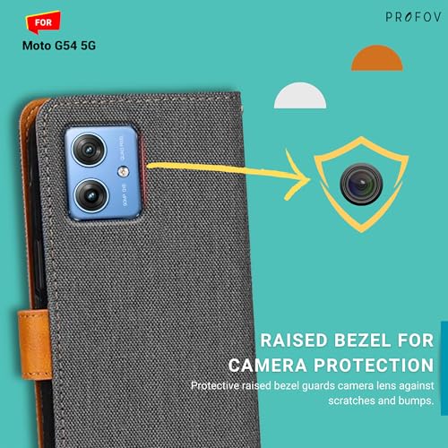 Image of Multi-Function Flip Wallet for Moto G54 5G | Enhanced Grip Texture | Shockproof Moto G54 5G Designer Back Cover | Sophisticated Grey