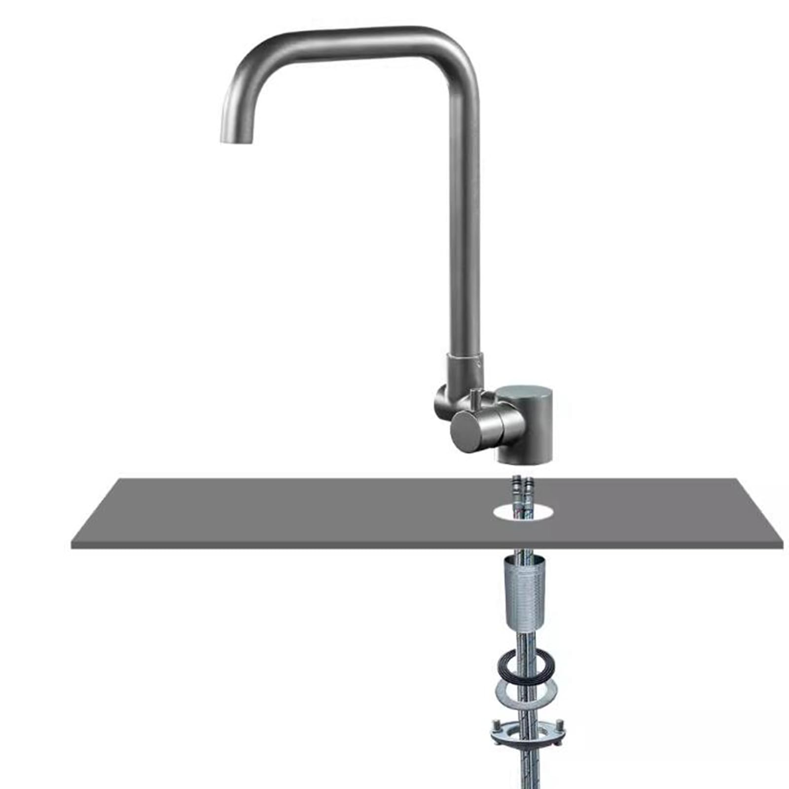 Grifo Cocina Abatible bajo Ventana Gris Grifo Fregadero Cocina Abatible Acero Inoxidable-Gris