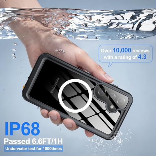 Image of ANTSHARE IP68 Waterproof Case for Samsung Galaxy S25 Plus [2025] - MagSafe Compatible, Built-in Screen /Lens Protector - Shockproof Full Body Protection for Swimming /Outdoor, Black /Clear