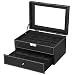SONGMICS 20 Watch Box Mens Lockable Organizer Black Display Case with Glass Top UJWB301