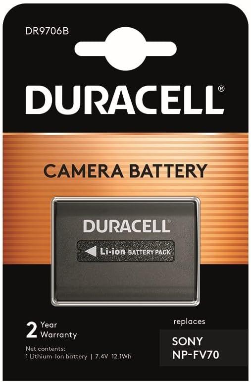 DURACELL DR9706B 7.4V 1640mAh Replacement Camcorder Batteries for Sony NP-FV70/NP-FV90