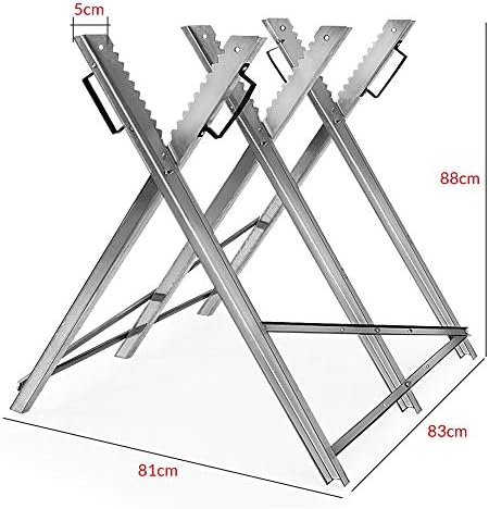 Monzana Saw Horse Folding Trestle Galvanised Metal Workbench Timber Cutting Chainsaw Holder Log Sawhorse Foldable Heavy Duty 150 kg