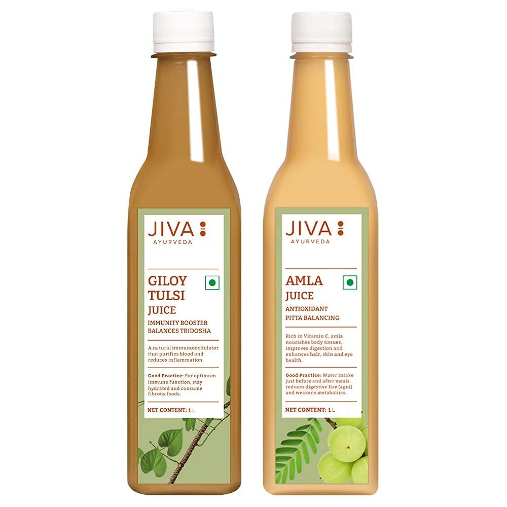 Jiva Amla Juice Combo (Giloy Tulsi & Amla Juice) | Immunity Booster | Helps In Digestion | Enhance Hair, Skin & Eye Health - 1L Each (Pack Of 2) (B092VKXXX7) Amazon Price History, Amazon Price Tracker