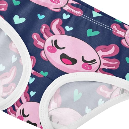 Cotton Toddler Girls Underwear Cute Axolotls Dark Navy Pink Girl Panties Cute Print Kids Undies Briefs 2t4