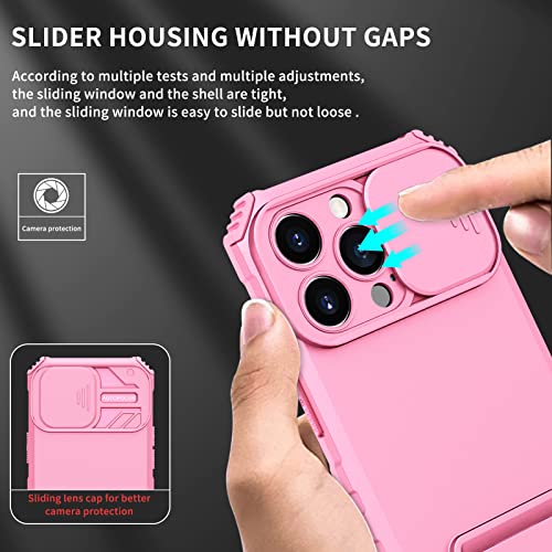 Funda para iPhone 13 Pro carcasa militar rosa con ventana de cámara 5