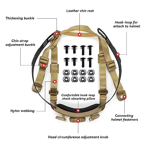 Yzpacc Tactical High Cut Helmet Chin Strap Adjustable Dial 4 Points Suspension System with Bolts and Screws for Tactical HL-31/HL-32 FAST MICH Bump Helmet Accessory - Image 2